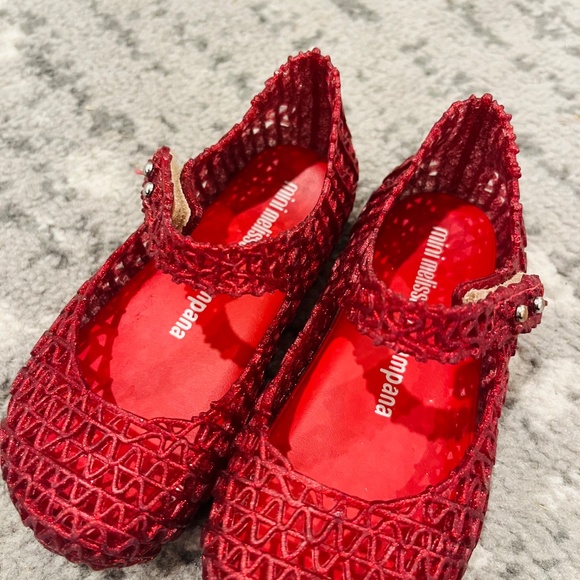 Red lace sparkle jellies Mini Melissa size 8 - Picture 2 of 6